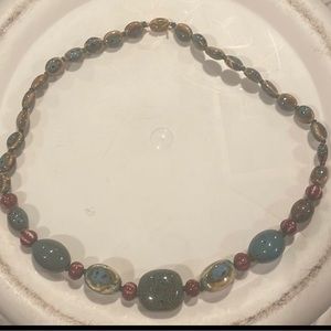 Beaded Necklace -Turquoise and Brown